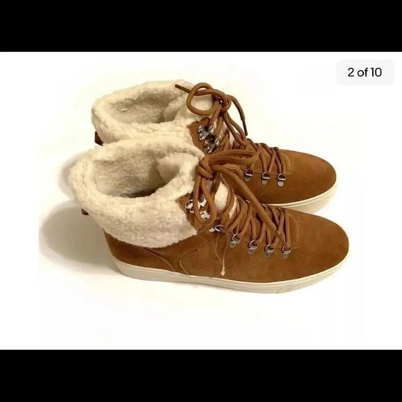 Marc Fisher Suede Leather Boots MF Darlen-M Faux Fur Ankle Boots Size - Picture 3 of 7